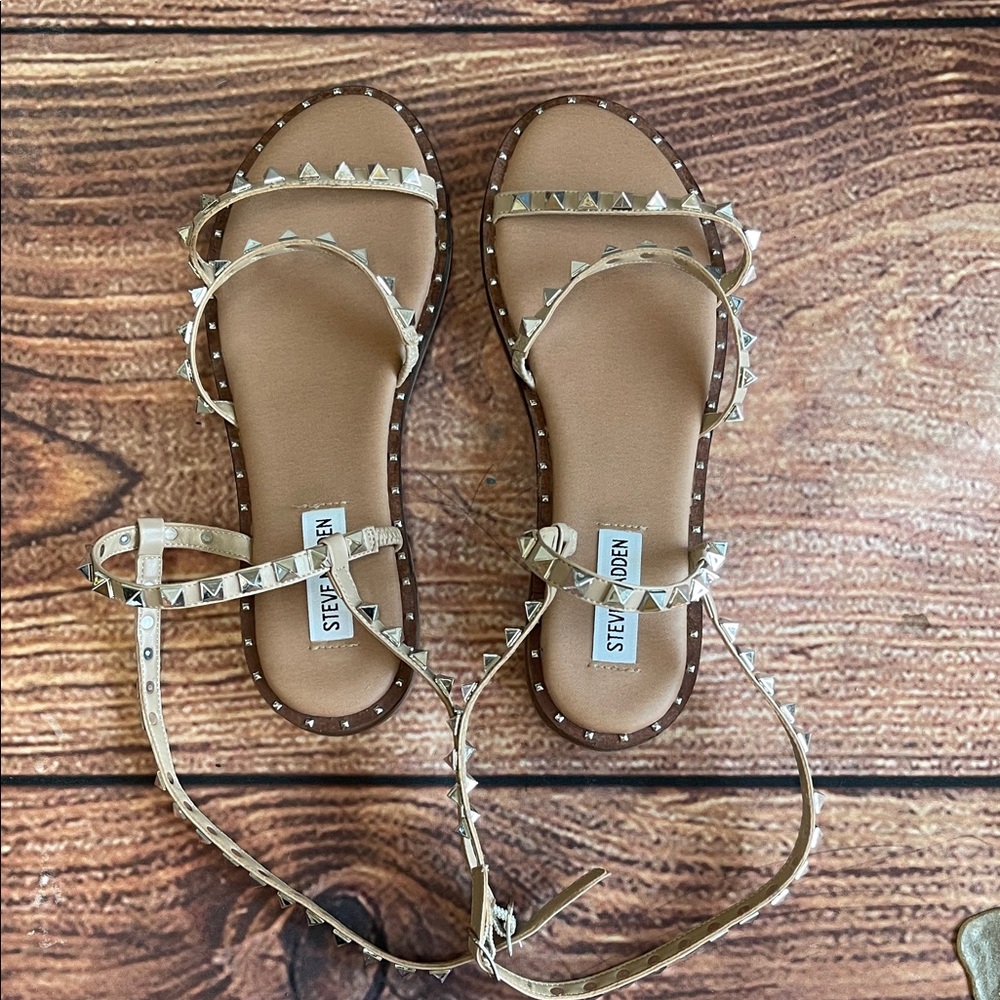 Steve Madden Beige Studded Sandals
